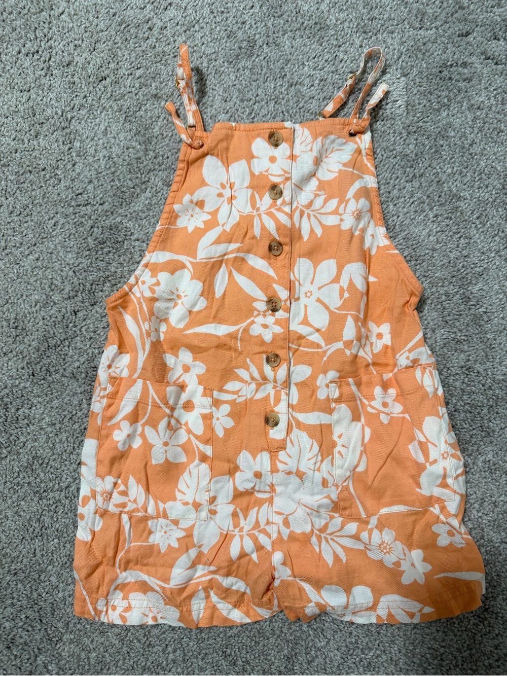 Billabong Kids Romper Overalls Floral Orange